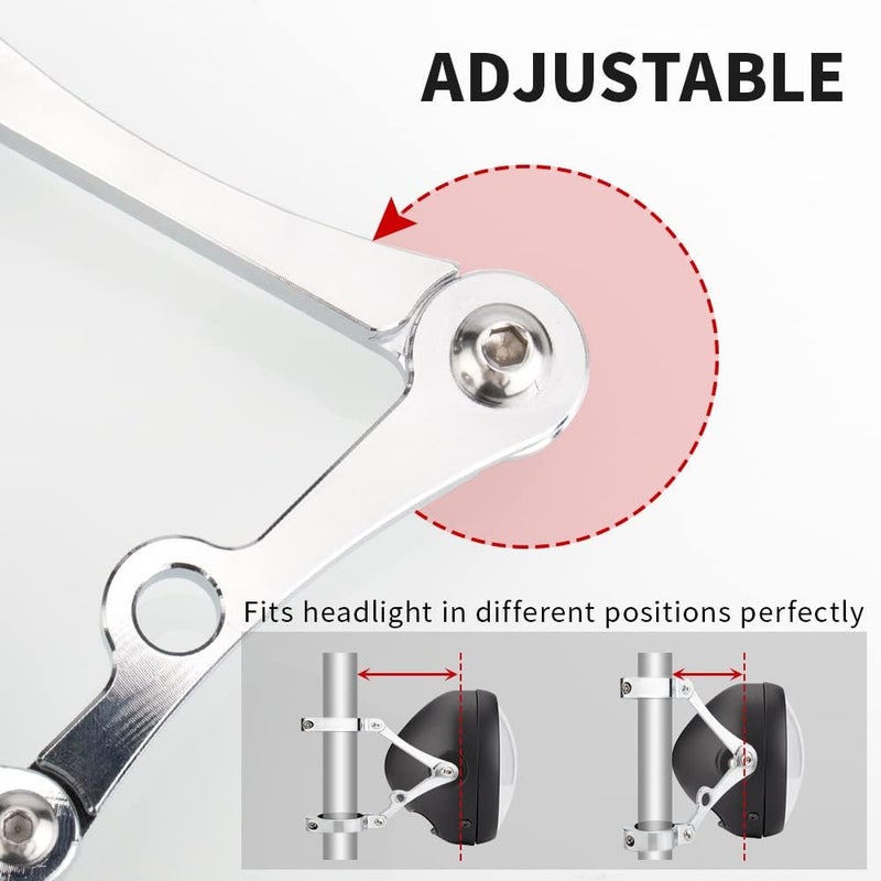 KICRY Universal Motorcycle Headlight Mounting Bracket Black 39-41mm Fork Tubes CNC Aluminum Head Lamp Holder with Turn Signal Mount Clamps Compatible with Harley Chopper Cafe Racer(Chrome, 39-41mm) - Image 3